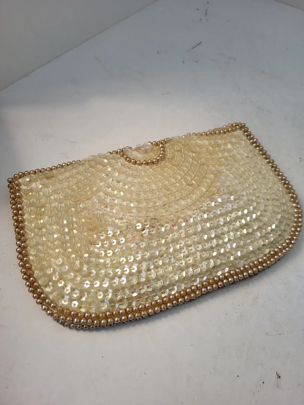 1950s Vintage MCM Miranda Beaded Bridal Evening Clutch Japan